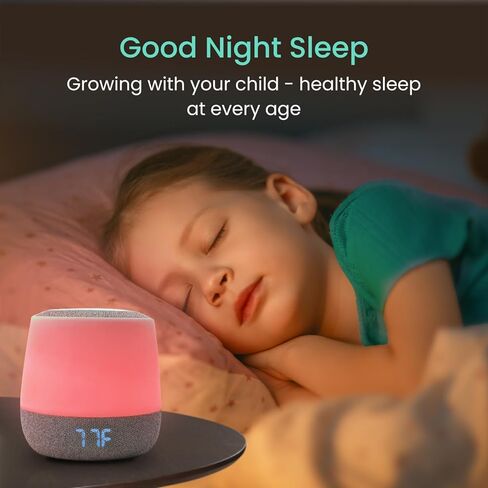 آلة الصوت والضوء من بيبي سينس دريمر للأطفال، إضاءة ليلية RGB قابلة للتعديل، عرض الساعة ودرجة الحرارة، مدرب النوم، جدول البرامج، مهدئ للضوضاء باللون الأبيض والوردي والبني، التهويدات والأصوات in Kuwait