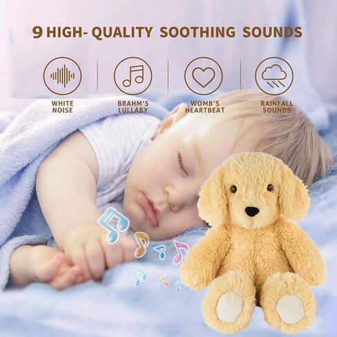 BEREST Newborns Musical Baby Sleep Soother, Mom's Heartbeat White Noise Machine, Bear Sleeping Aid with Cry Sensor, Night Light & 9 Sounds Therapy, Classic Sleeping Bear Infant Sleeping Aid Toy(Brown) in Kuwait