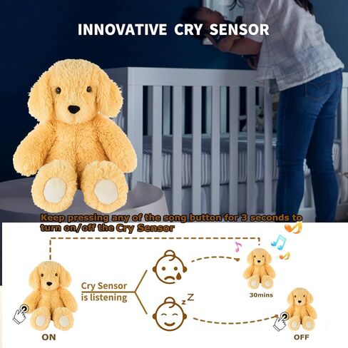 BEREST Newborns Musical Baby Sleep Soother, Mom's Heartbeat White Noise Machine, Bear Sleeping Aid with Cry Sensor, Night Light & 9 Sounds Therapy, Classic Sleeping Bear Infant Sleeping Aid Toy(Brown) in Kuwait
