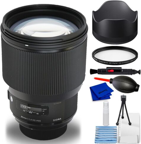 عدسة سيجما 85 ملم f/1.4 DG HSM Art لكاميرا Nikon F 321955-7 قطعة تتضمن حزمة الملحقات: عدسة توليب، فلتر للأشعة فوق البنفسجية، قلم تنظيف، منفاخ، قطعة قماش من الألياف الدقيقة ومجموعة تنظيف (متجددة) in Saudi Arabia