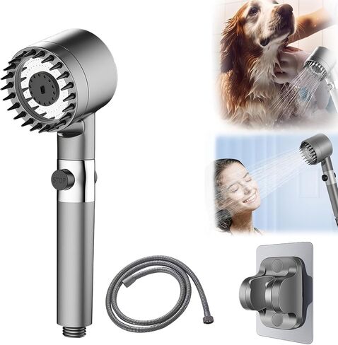 رأس دش مع رأس دش محمول بالضغط العالي 3 أوضاع رذاذ مع صمام تشغيل/إيقاف للحمامات - مثالي للبالغين والأطفال والحيوانات الأليفة in Kuwait