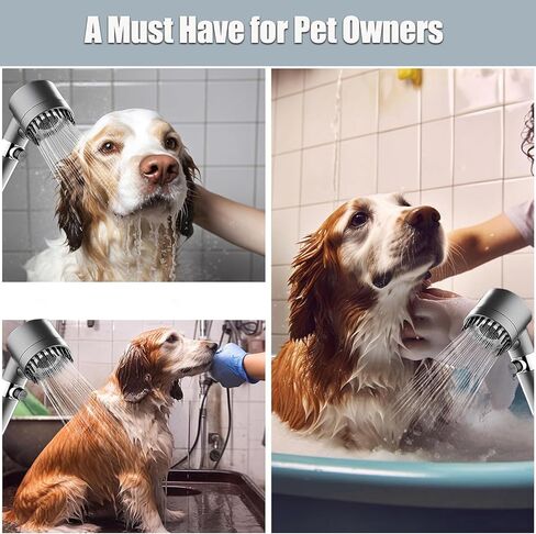 رأس دش مع رأس دش محمول بالضغط العالي 3 أوضاع رذاذ مع صمام تشغيل/إيقاف للحمامات - مثالي للبالغين والأطفال والحيوانات الأليفة in Kuwait