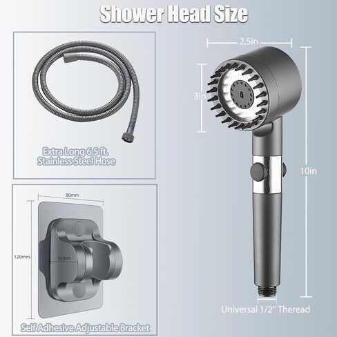 رأس دش مع رأس دش محمول بالضغط العالي 3 أوضاع رذاذ مع صمام تشغيل/إيقاف للحمامات - مثالي للبالغين والأطفال والحيوانات الأليفة in Kuwait
