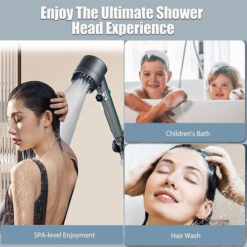 رأس دش مع رأس دش محمول بالضغط العالي 3 أوضاع رذاذ مع صمام تشغيل/إيقاف للحمامات - مثالي للبالغين والأطفال والحيوانات الأليفة in Kuwait