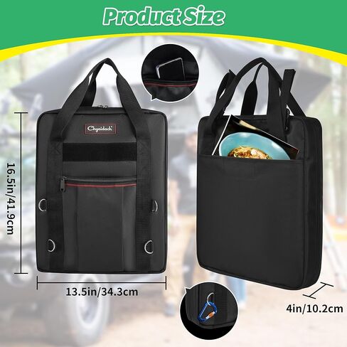 Chyaidach Hanging Camp Kitchenware Organizer with Paper Towel Holder& Hooks - Portable Camping Cooking Gear Bag for Cutlery, Condiments - Outdoor Kitchen Utensils Travel Bag for RV, BBQ, Hiking in Kuwait