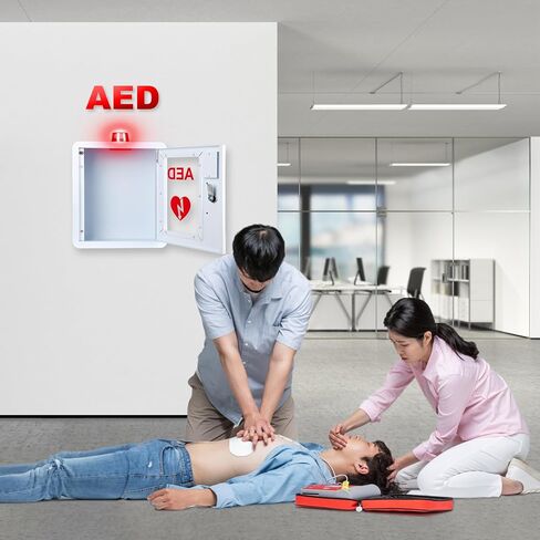 خزانة تخزين مثبتة على الحائط من MANSAIN AED، خزانة مزيل الرجفان الأوتوماتيكية، مادة من الفولاذ المقاوم للصدأ مع ضوء تنبيه ومفتاحين، مناسبة لجميع أجهزة إزالة الرجفان AED، 14.2 * 7.9 * 15.8 بوصة in Saudi Arabia