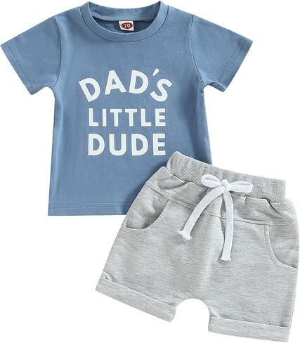 Sejardin Toddler Baby Boy Summer Clothes Cute Letter Print Short Sleeve T Shirt Tops and Stretch Shorts Playwear Outfits in Saudi Arabia