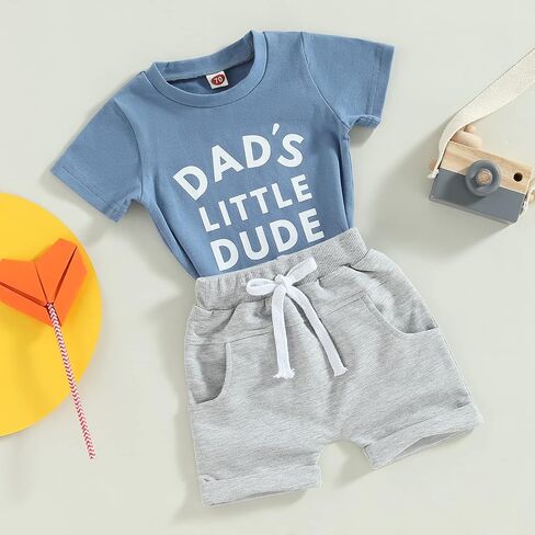 Sejardin Toddler Baby Boy Summer Clothes Cute Letter Print Short Sleeve T Shirt Tops and Stretch Shorts Playwear Outfits in Saudi Arabia