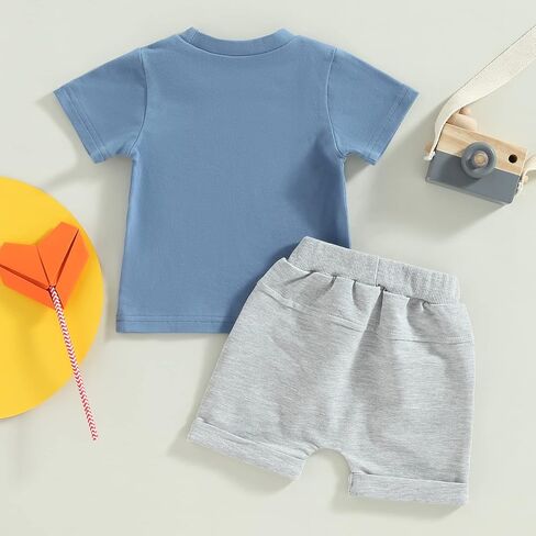 Sejardin Toddler Baby Boy Summer Clothes Cute Letter Print Short Sleeve T Shirt Tops and Stretch Shorts Playwear Outfits in Saudi Arabia