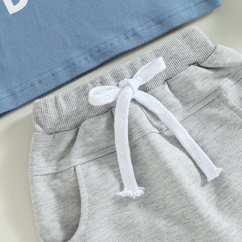 Sejardin Toddler Baby Boy Summer Clothes Cute Letter Print Short Sleeve T Shirt Tops and Stretch Shorts Playwear Outfits in Saudi Arabia