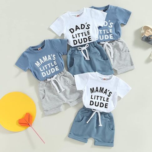 Sejardin Toddler Baby Boy Summer Clothes Cute Letter Print Short Sleeve T Shirt Tops and Stretch Shorts Playwear Outfits in Saudi Arabia