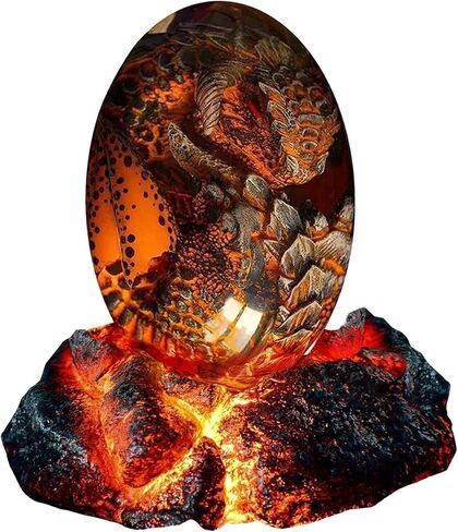 ACOCOFE Lava Dragons Egg, Crystal Dragon Egg with Luminous Base, Handmade Sculpture Dragon Eggs Resin Ornaments, Gift for Christmas, Birthdays, Graduation, Holidays, Back to School (Green with Base) in Kuwait