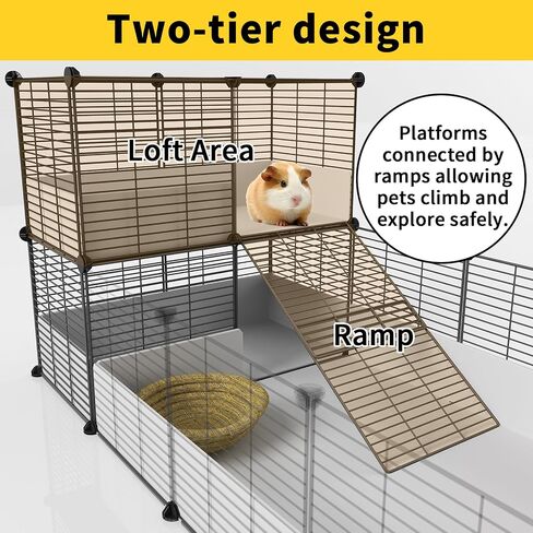 Oneluck Guinea Pig Cage,Indoor Habitat Cage with Waterproof Plastic Bottom,Playpen for Small Pet Bunny, Turtle, Hamste, Loft and Partition in Kuwait
