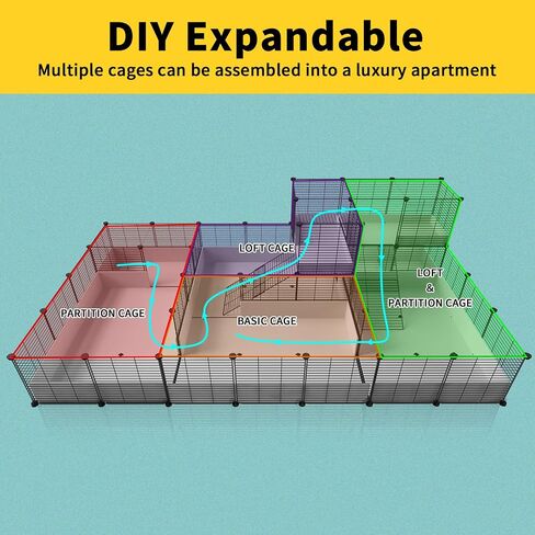 Oneluck Guinea Pig Cage,Indoor Habitat Cage with Waterproof Plastic Bottom,Playpen for Small Pet Bunny, Turtle, Hamste, Loft and Partition in Kuwait