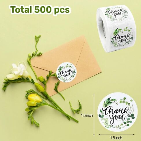 ملصقات شكرًا لك، 500 قطعة من ملصقات ملصقات الشكر الزهرية مقاس 1.5 بوصة و8 إطارات زهور شكرًا لك ملصقات رول بطاقات المعايدة وباقات الزهور وملصقات ذاتية اللصق لتغليف الهدايا وحفلات أعياد الميلاد in Saudi Arabia