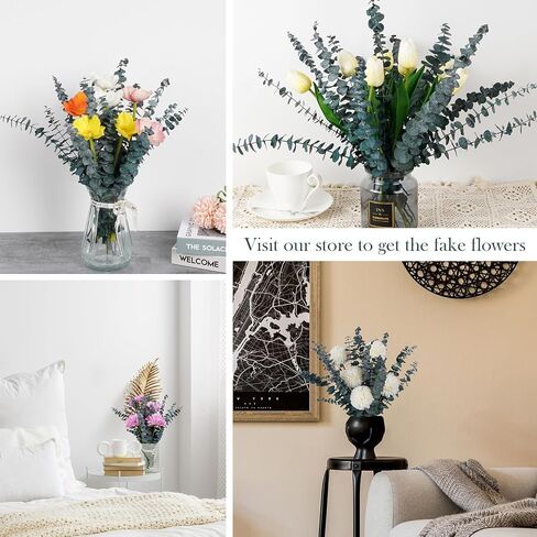 20 قطعة من أوراق الأوكالبتوس المحفوظة للاستحمام من VaryFloral، سيقان الأوكالبتوس المجففة الحقيقية لديكور المنزل، نباتات مجففة لترتيب الأزهار، قطعة مركزية للطاولة، نباتات خضراء مجففة للتعليق، حزمتان in Kuwait