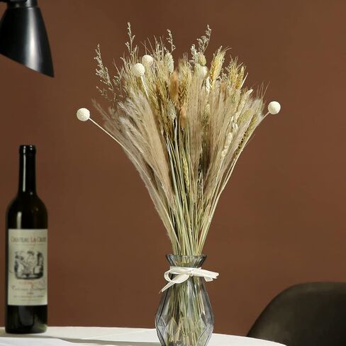 Dried Flowers Bouquet, 17" Dried Pampas Grass Decor Inc Lavender Eucalyptus DIY Floral Arrangements for Home Office Decoration,Wedding centerpieces in Kuwait