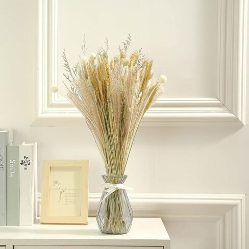Dried Flowers Bouquet, 17" Dried Pampas Grass Decor Inc Lavender Eucalyptus DIY Floral Arrangements for Home Office Decoration,Wedding centerpieces in Kuwait
