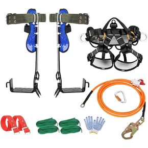 WMLBK Tree Climbing Gear, Tree Climbing Spike Tree Climbing Gear Pole Climbing Spurs Tool Adjustable Straps with Non-Slip Pedal With Upgrade Protection Belt For Climbers, Hunting, Observation, Logging in Kuwait