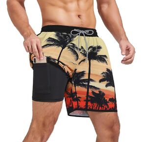 Century Star Mens Swim Trunks with Compression Liner Quick Dry Bathing Suits with Pockets Swim Shorts in Kuwait