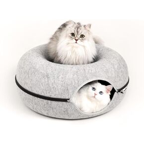 Peek a boo Cat Cave Tunnel Bed - Cat tubs and tunnel bed for indoor cats, Cat Donut Bed made with Eco-Friendly material - Washable Pet Bed with Premium Metal Zipper and Generous Size (24x24x11 inches) in Saudi Arabia