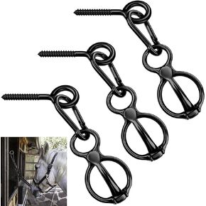 Nuenen Horse Tie Ring Stainless Steel Horse Tack and Supplies Safety Horse Accessories with Eye Bolts and Snaps Saddle Horse Training Equipment for Pulling Back, Silver