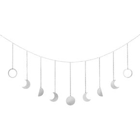 Mkono Moon Phase Wall Hanging Boho Aesthetic Room Decor Metal Moons Garland Hanging Art Bohemian Home Decoration for Girls Room Nursery Bedroom Livingroom Dorm, Ideal Gift, Black, 55" in Kuwait