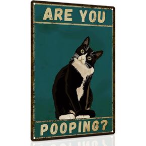 ALKB Bathroom Highland Cow Wall Decor Funny Metal Sign 8x12 Inch - Are You Pooping Sign for Gift