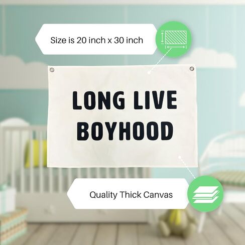 لافتة قماشية بتصميم علم طويل العمر مقاس 20 انش × 30 انش - ديكور غرفة الاولاد لتزيين الحضانة للاولاد والاطفال الصغار، ديكور حائط للاولاد in Kuwait