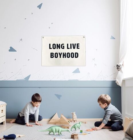 لافتة قماشية بتصميم علم طويل العمر مقاس 20 انش × 30 انش - ديكور غرفة الاولاد لتزيين الحضانة للاولاد والاطفال الصغار، ديكور حائط للاولاد in Kuwait