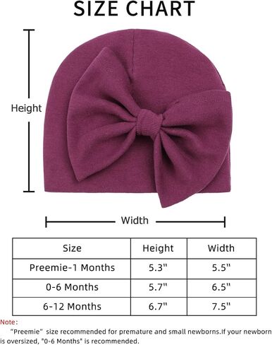 Bamery Newborn Baby Girl Hat Cotton Baby Bow Beanie Preemie Hats Spring Infant Hats for Girls 0-12 Months in Saudi Arabia