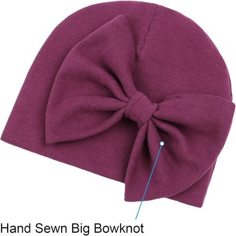 Bamery Newborn Baby Girl Hat Cotton Baby Bow Beanie Preemie Hats Spring Infant Hats for Girls 0-12 Months in Saudi Arabia