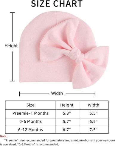 Bamery Newborn Baby Girl Hat Cotton Baby Bow Beanie Preemie Hats Spring Infant Hats for Girls 0-12 Months in Saudi Arabia
