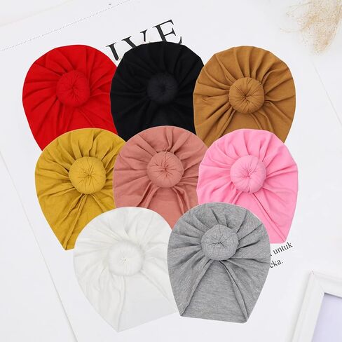 Baby Hats Newborn Baby Girls Turban Hospital Hat Infant Toddler Kid Hat Big Hair Bow Top Knot Head Wrap in Saudi Arabia