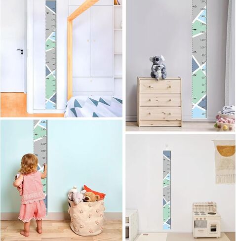 Growth Chart for Kids, Geometric Height Chart for Kids Height Measurement Canvas Kids Height Wall Chart for Boys Girls Baby Toddler, Hanging Ruler for Room Wall Decor 76.8'' x 7.9'' in Kuwait