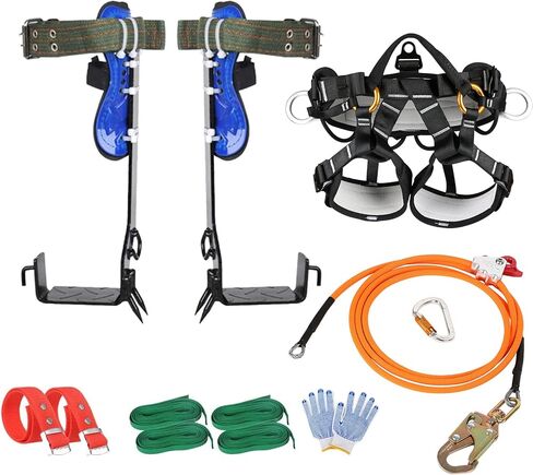 WMLBK Tree Climbing Gear, Tree Climbing Spike Tree Climbing Gear Pole Climbing Spurs Tool Adjustable Straps with Non-Slip Pedal With Upgrade Protection Belt For Climbers, Hunting, Observation, Logging in Kuwait