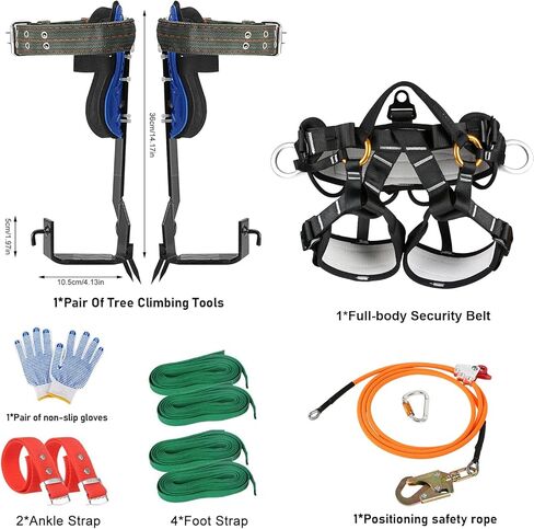 WMLBK Tree Climbing Gear, Tree Climbing Spike Tree Climbing Gear Pole Climbing Spurs Tool Adjustable Straps with Non-Slip Pedal With Upgrade Protection Belt For Climbers, Hunting, Observation, Logging in Kuwait