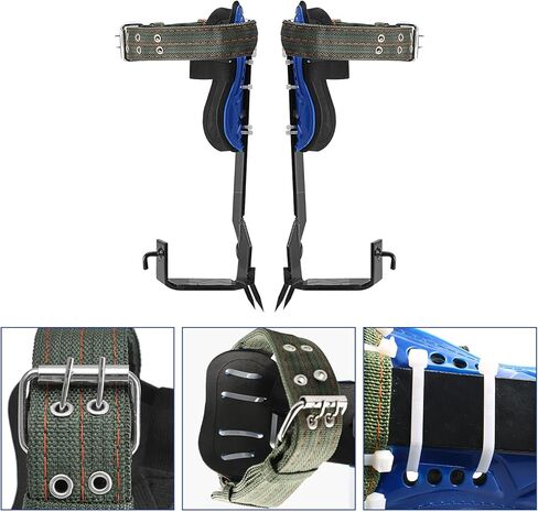 WMLBK Tree Climbing Gear, Tree Climbing Spike Tree Climbing Gear Pole Climbing Spurs Tool Adjustable Straps with Non-Slip Pedal With Upgrade Protection Belt For Climbers, Hunting, Observation, Logging in Kuwait