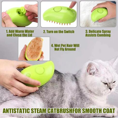 فرشاة بخارية للقطط، فرشاة بخارية للقطط 3 في 1، فرشاة بخارية للقطط متعددة الوظائف، فرشاة بخارية للقطط للتدليك، فرشاة شعر القطط لإزالة الشعر المتشابك والفضفاض in Kuwait