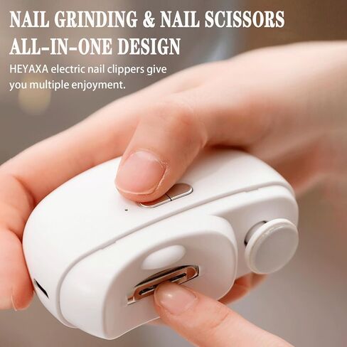 HEYAXA Electric Nail Clipper, Rechargeable Fingernail Clippers 2 Speeds Nail File Nail Trimmer with Nail Scraps Storage and Light for Baby, Kids, Women, Seniors, Weak Hand in Kuwait