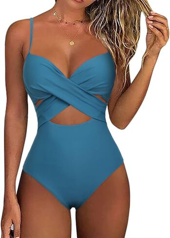 Hilor Women's Sexy One Piece Swimsuits with Underwire Crossover Cutout Bathing Suits Push Up Monokini Swimwear in Saudi Arabia