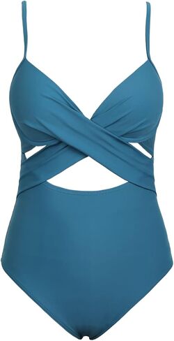 Hilor Women's Sexy One Piece Swimsuits with Underwire Crossover Cutout Bathing Suits Push Up Monokini Swimwear in Saudi Arabia