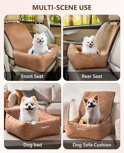 مقعد سيارة للكلاب الصغيرة من بورجيوننيست، مقعد سيارة معزز مقاوم للماء للكلاب، مقعد سيارة للحيوانات الأليفة قابل للغسل مع مقود أمان بمشبك، سرير حامل للسفر بالسيارة للكلاب in Kuwait