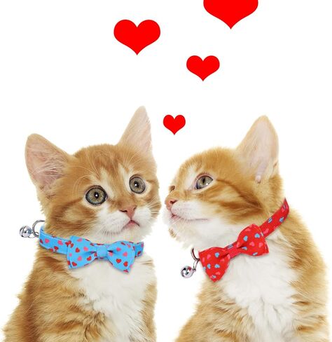 مجموعة من 3 قطع من طوق عيد الحب مع ربطة عنق وأجراس باللون الأحمر والوردي والأزرق على شكل قلب، أطواق ربطة عنق قابلة للتعديل وقابلة للإزالة وطوق للقطط وإكسسوارات الحيوانات الأليفة للعطلات والحيوانات الأليفة الصغيرة والجرو والأرنب in Kuwait