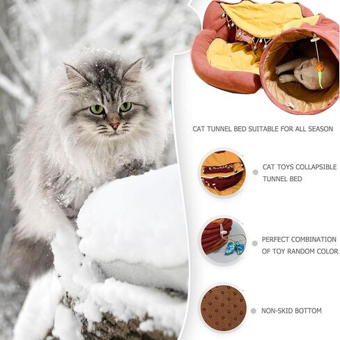 KUCDBUN Cat Tunnel Bed, 2-in-1 Collapsible Cat Tunnel Tubes Toys with Removable Mat for Pet Cats Kittens Puppies Rabbits Bunnies Ferrets (Matcha) in Kuwait