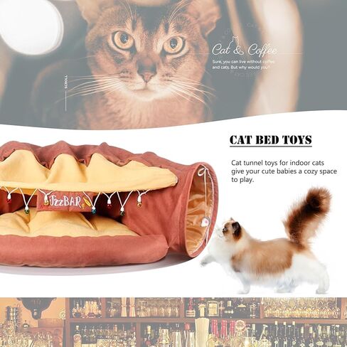 KUCDBUN Cat Tunnel Bed, 2-in-1 Collapsible Cat Tunnel Tubes Toys with Removable Mat for Pet Cats Kittens Puppies Rabbits Bunnies Ferrets (Matcha) in Kuwait