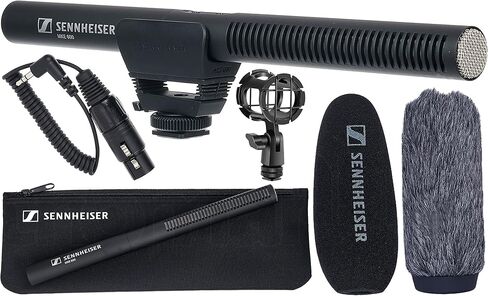 طقم ميكروفون Sennheiser MKE 600 للفيديو والسينما والبث مع كابل ذكر XLR أنثى إلى 1/8 بوصة TRS - يربط ميكروفونات XLR الاحترافية بمعظم كاميرات DSLR وكاميرات الفيديو in Kuwait