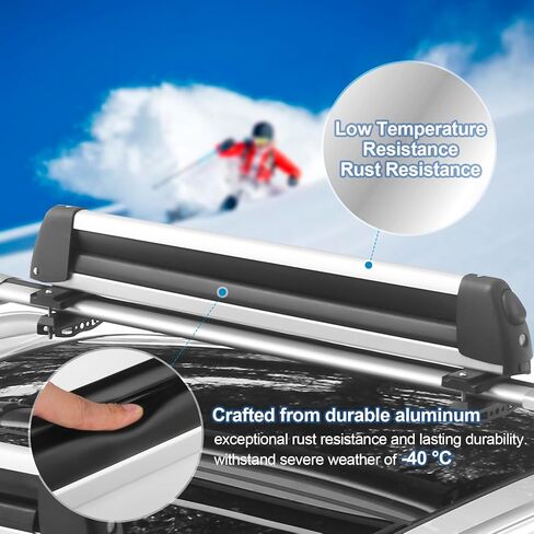 نيلومو رفوف سيارة للتزلج والتزلج على الجليد، رفوف تزلج لسقف السيارة، رفوف التزلج على الجليد للسقف 31 انش تناسب 4 ازواج من الواح التزلج، قطعتان من الواح التزلج على الجليد مناسبة للقضبان المتقاطعة in Kuwait