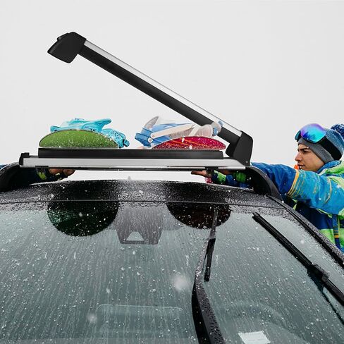 نيلومو رفوف سيارة للتزلج والتزلج على الجليد، رفوف تزلج لسقف السيارة، رفوف التزلج على الجليد للسقف 31 انش تناسب 4 ازواج من الواح التزلج، قطعتان من الواح التزلج على الجليد مناسبة للقضبان المتقاطعة in Kuwait