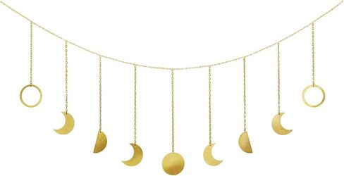 Mkono Moon Phase Wall Hanging Boho Aesthetic Room Decor Metal Moons Garland Hanging Art Bohemian Home Decoration for Girls Room Nursery Bedroom Livingroom Dorm, Ideal Gift, Black, 55" in Kuwait